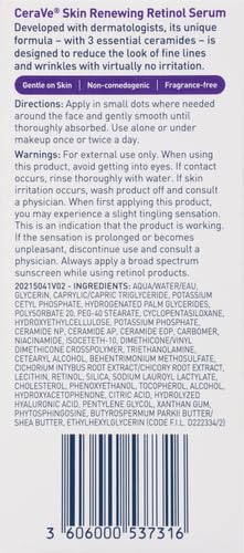 CeraVe Anti Aging Retinol Serum, Hyaluronic Acid & Ceramides, Smooth Wrinkles, 1 Oz