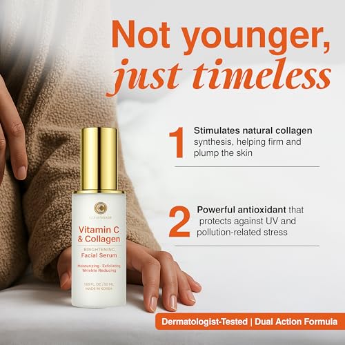 Korean Dermatologist Tested Vitamin C Serum with Collagen - Brightens Skin, Anti-Aging, 1.69 fl. oz